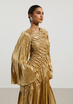 Metallic Maxi Dress In Gold
