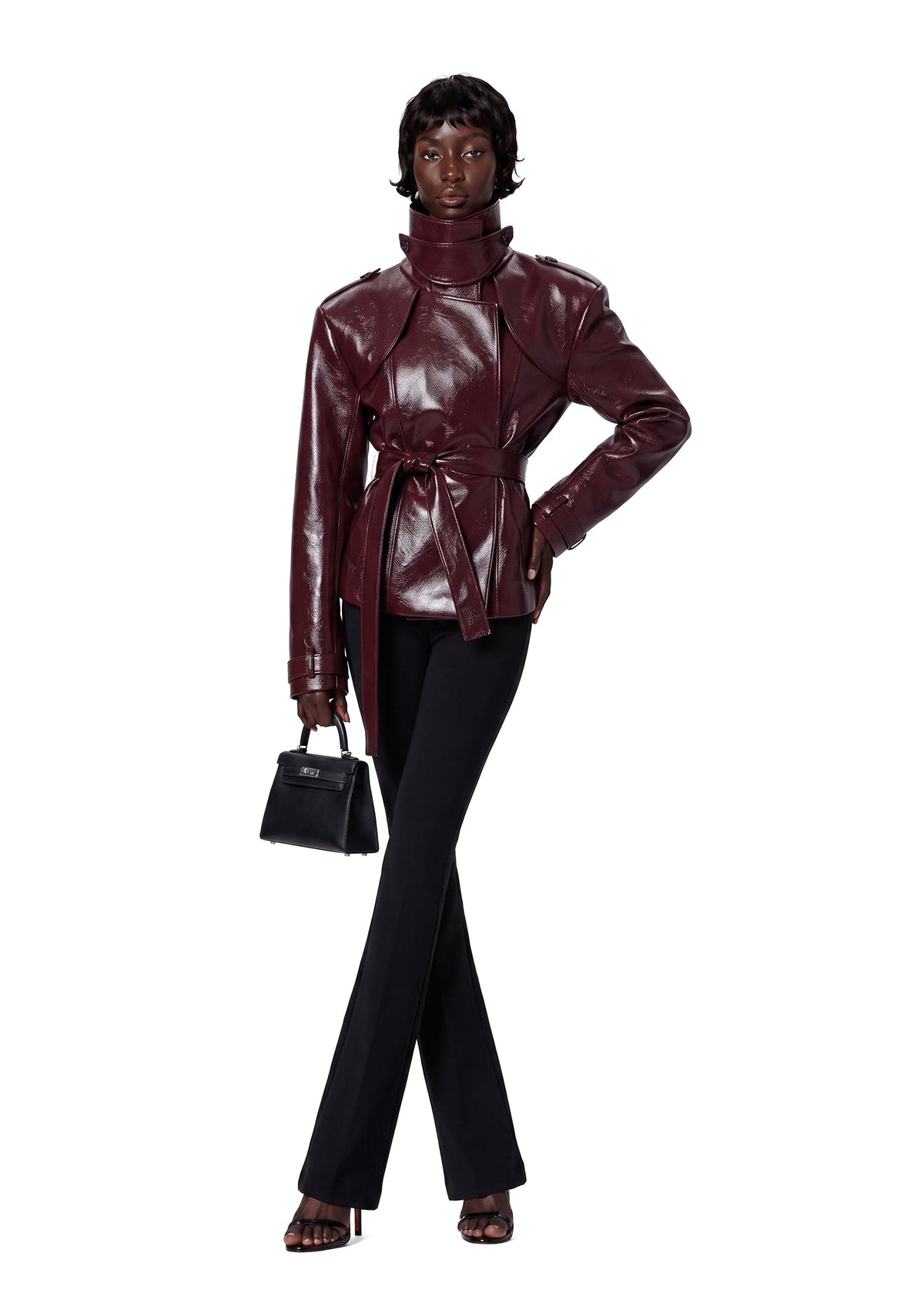 Saadet Belted Jacket In Claret