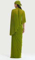 Shawl Camisole Maxi Dress With Pleats