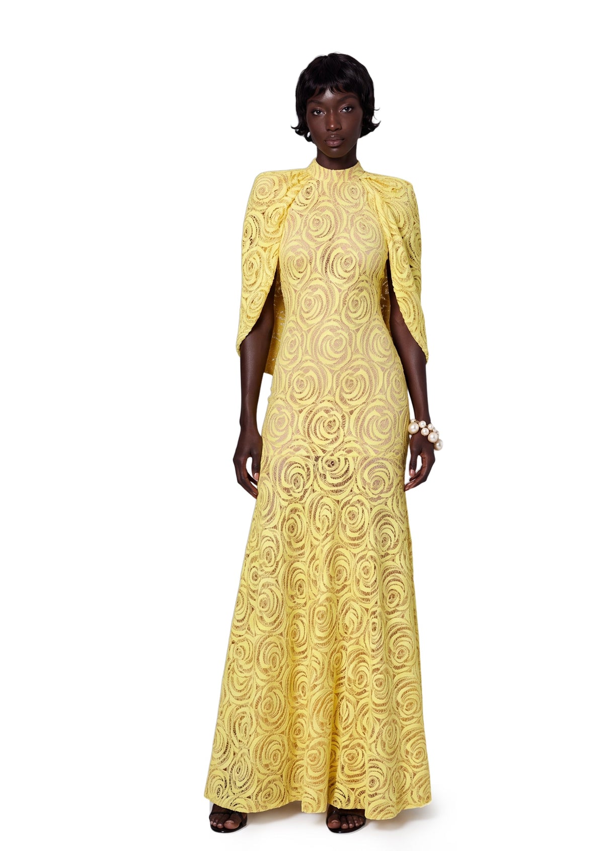 Kabili Round Neck Lace Maxi Dress In Yellow