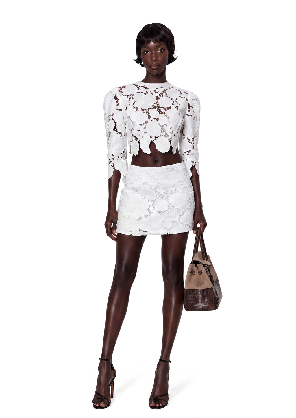 Xael Mid-Sleeve Top & Lace Skirt Set