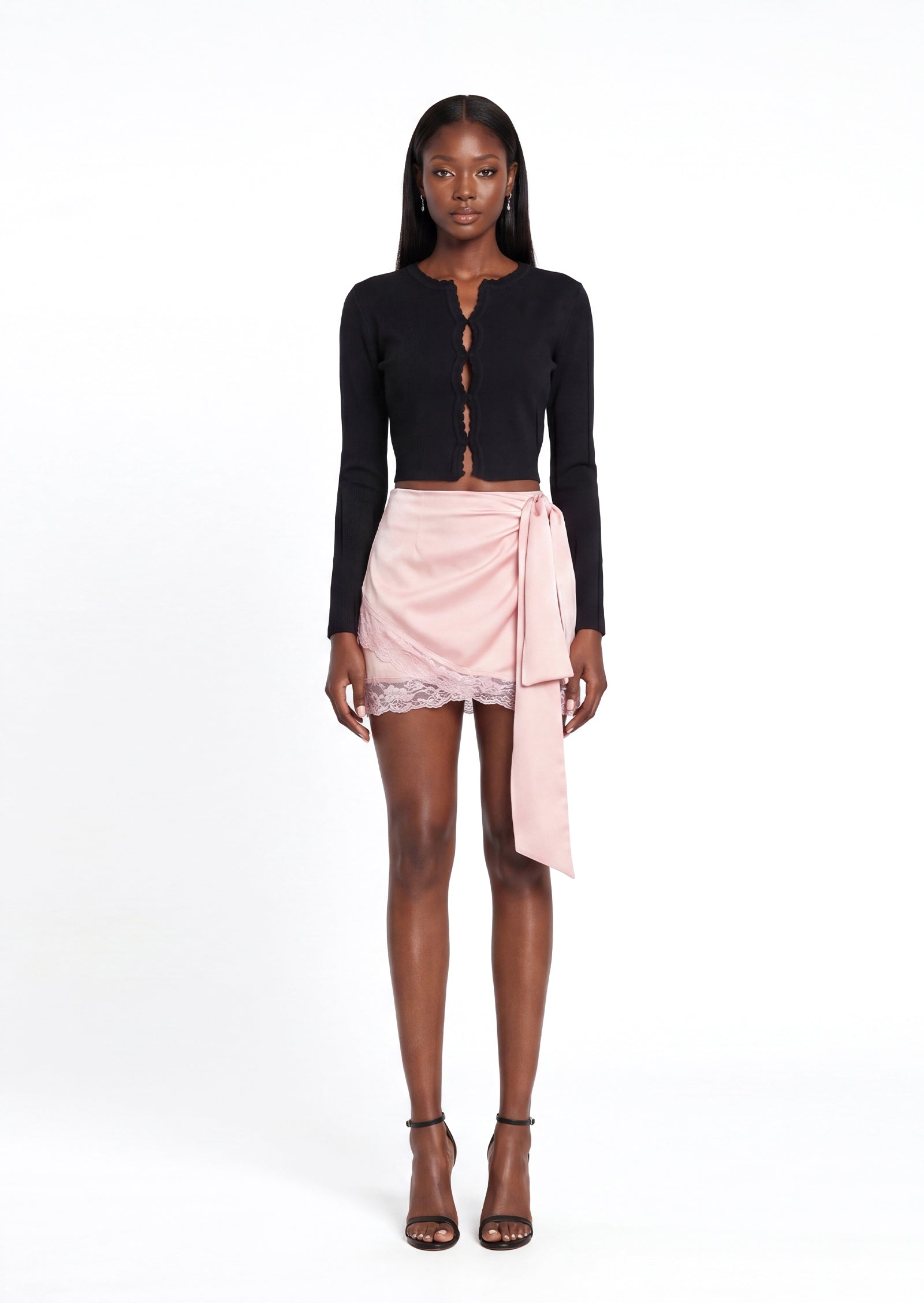 Abdul Lace Mini Skirt In Pink