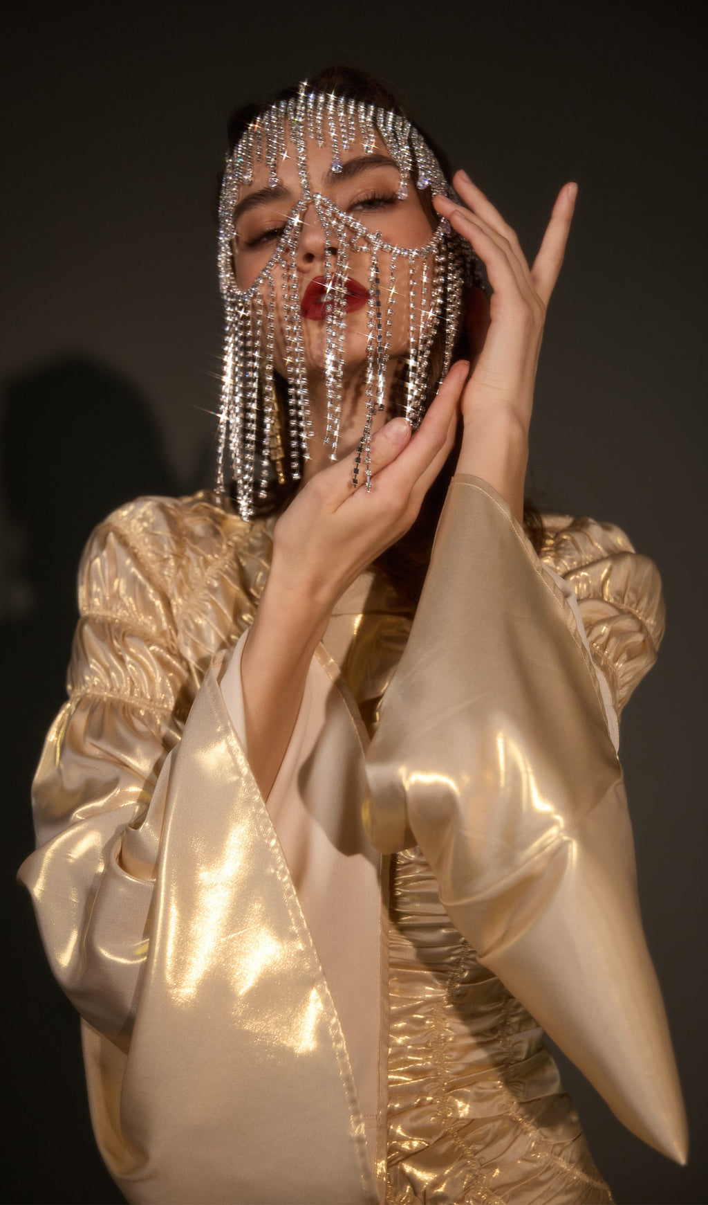 Sparkling Rhinestone Fringe Drop Mask