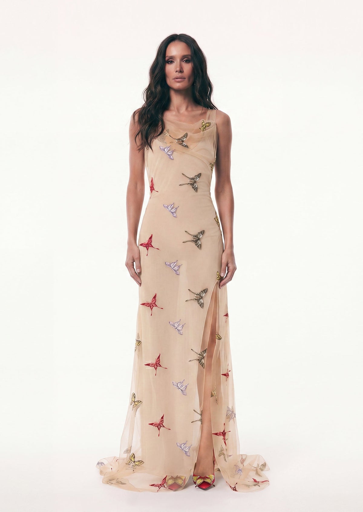 Vakana Tulle Dress With Butterfly Embroidery