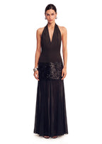 Dacre Halter Neck Open Back Maxi Dress In Black