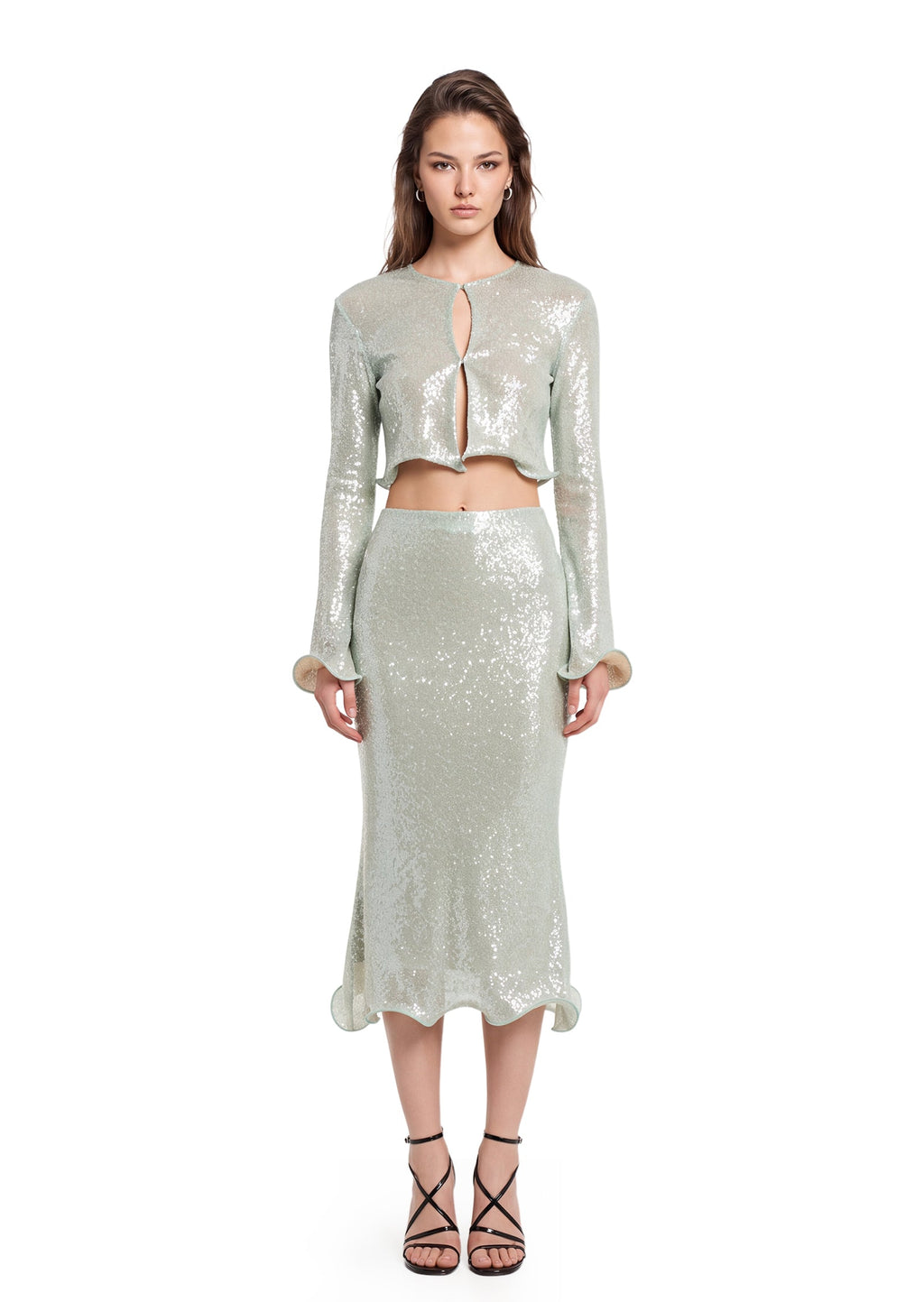 Nacala Long Sleeve Top & Sequin Skirt Set
