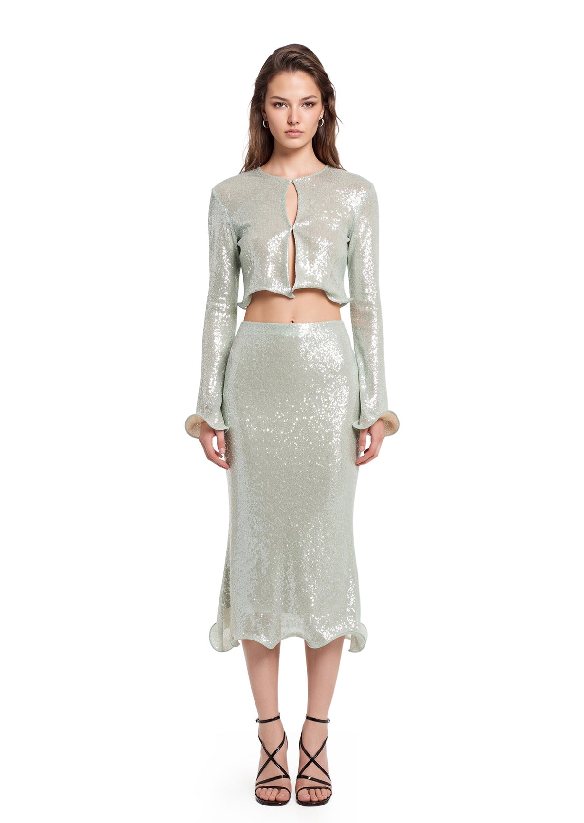 Nacala Long Sleeve Top & Sequin Skirt Set