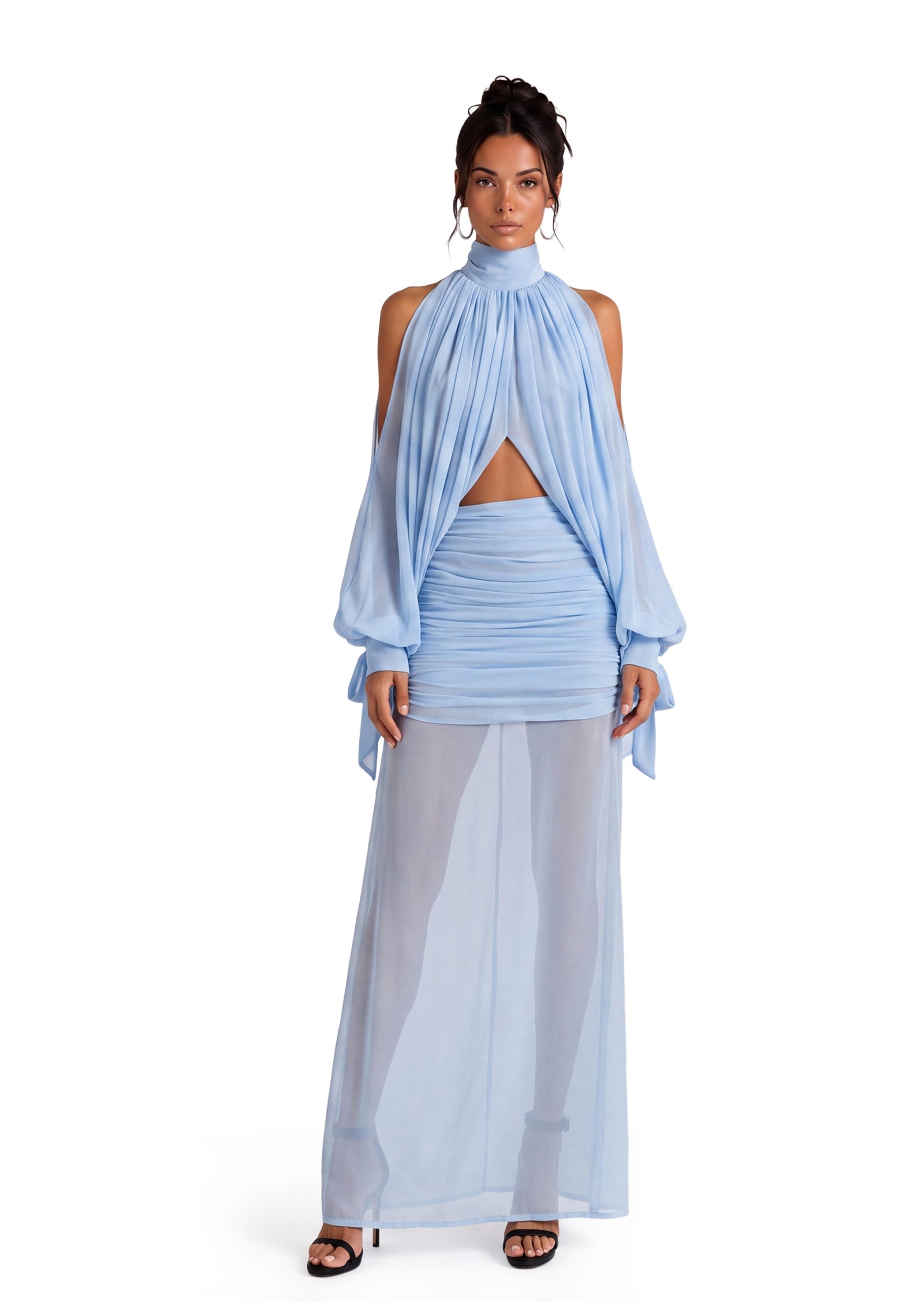 Kaiya Halter Top & Pleated Pencil Skirt Set