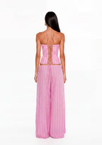 Sabrina Stripe Strapless Corset & Maxi Pants Set