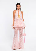 Sylvana Lace Top And Pants Two Piece Set In Pink