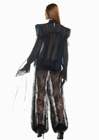Giada Gathered Tulle Blause & Sheer Pants Set