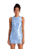 Lieu Sleeveless Open Back Sequined Mini Dress In Sky Blue