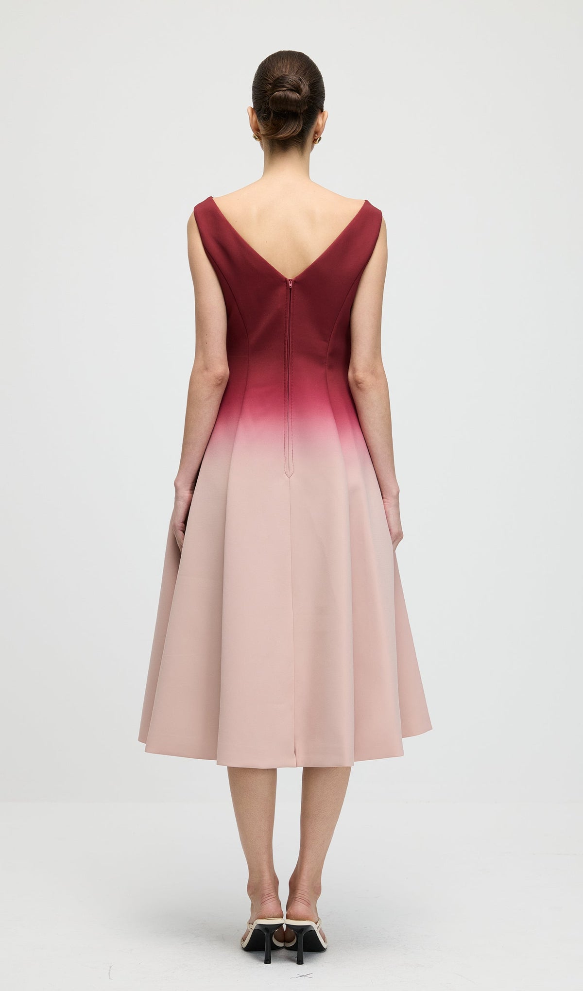 A Line Ombre Wine Midi Dress