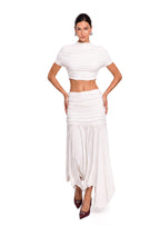 Jabbar Short Top & Midi Skirt Set In White