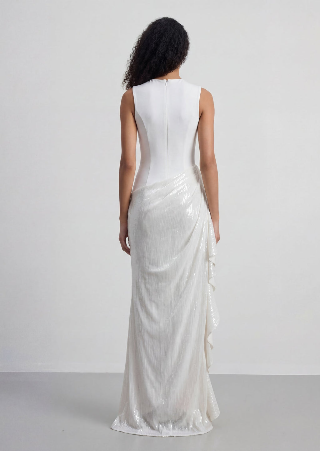 Asymmetry Maxi Dress With Sheer Skirt