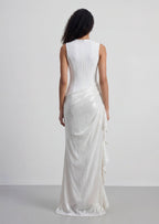 Asymmetry Maxi Dress With Sheer Skirt