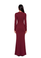 Adagio Long Sleeve Split Maxi Dress In Claret