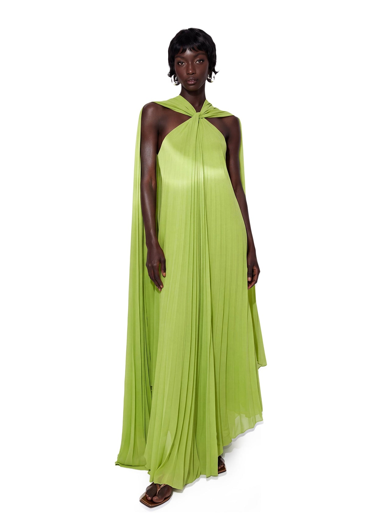 Qacha Halter Neck Maxi Dress In Green