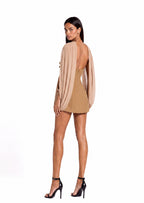 Manoah Ruffled Bow Mini Dress In Khaki