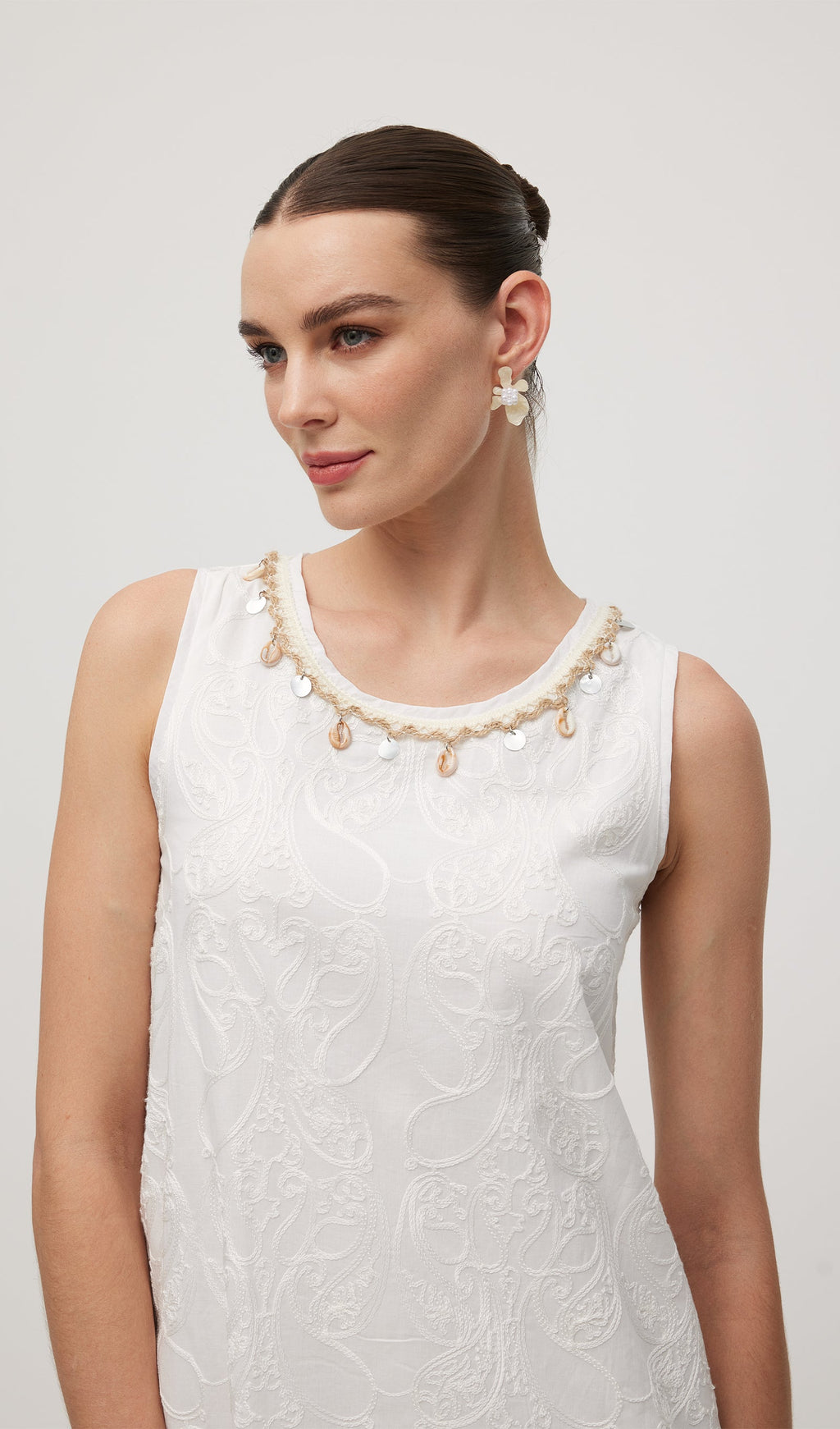 Round Neck With Shell Midi Dress