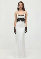 Halter Satin And Lace Corset Maxi Dress