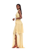 Yakov Halter Neck Maxi Dress In Yellow
