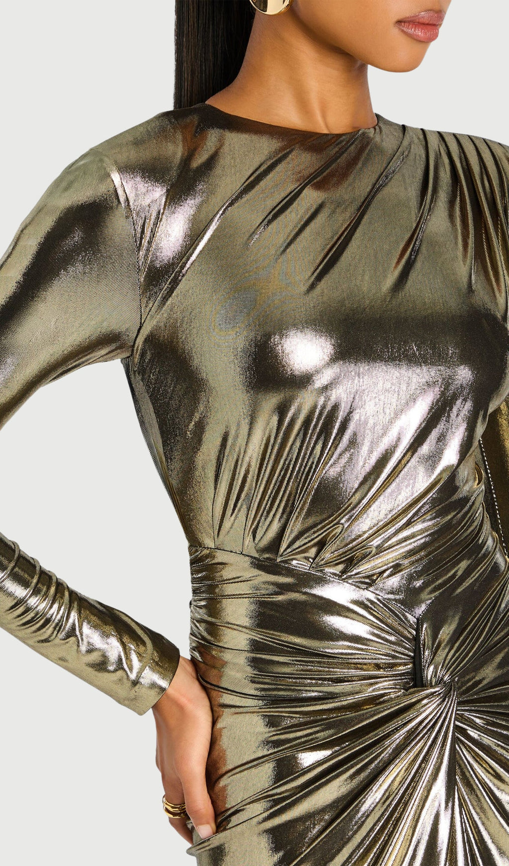 Metallic Slit Maxi Dress