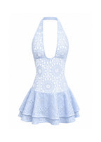 Mack Halter Lace Mini Dress In Blue