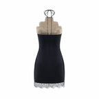 Ruby Halter Lace Mini Dress In Black