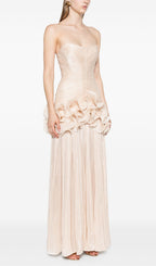 Slim Strapless Ruffle Maxi Dress