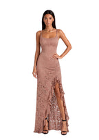 Liluye Slit Ruffle Lace Maxi Dress