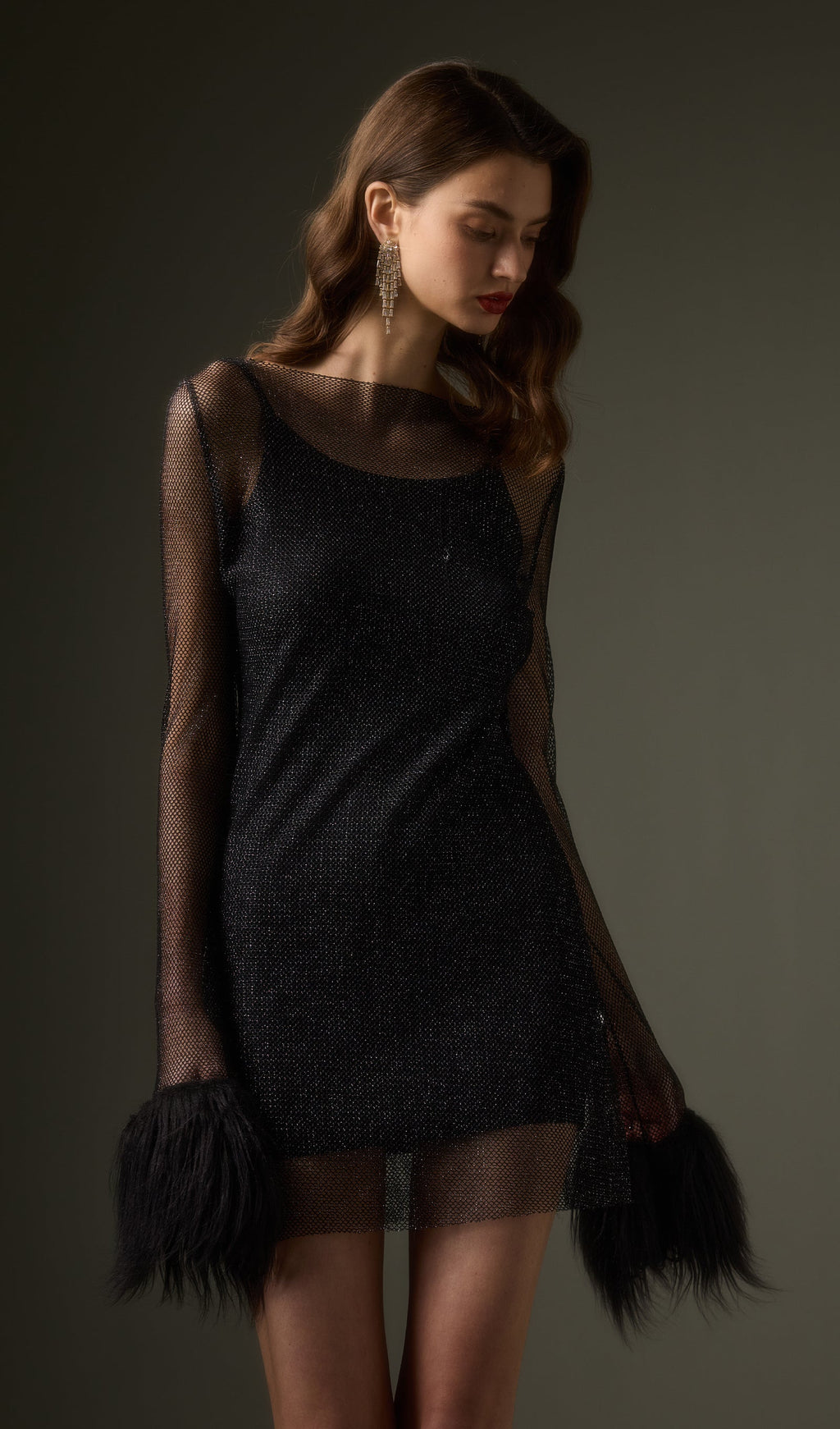 Sheer  Mini Dress in Black