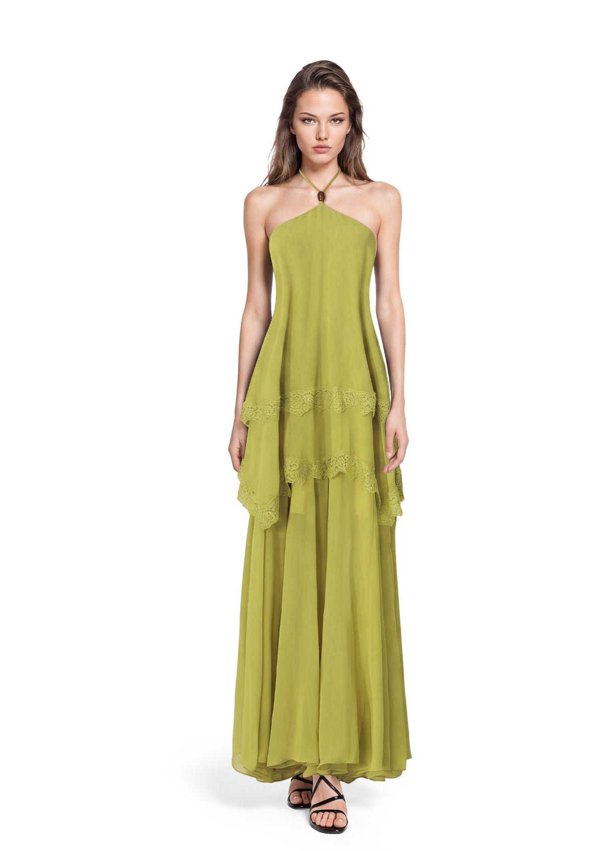 Mahah Halter Neck Sleeveless Lace Maxi Dress