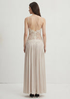 Lace Floral Ruched Maxi Dress