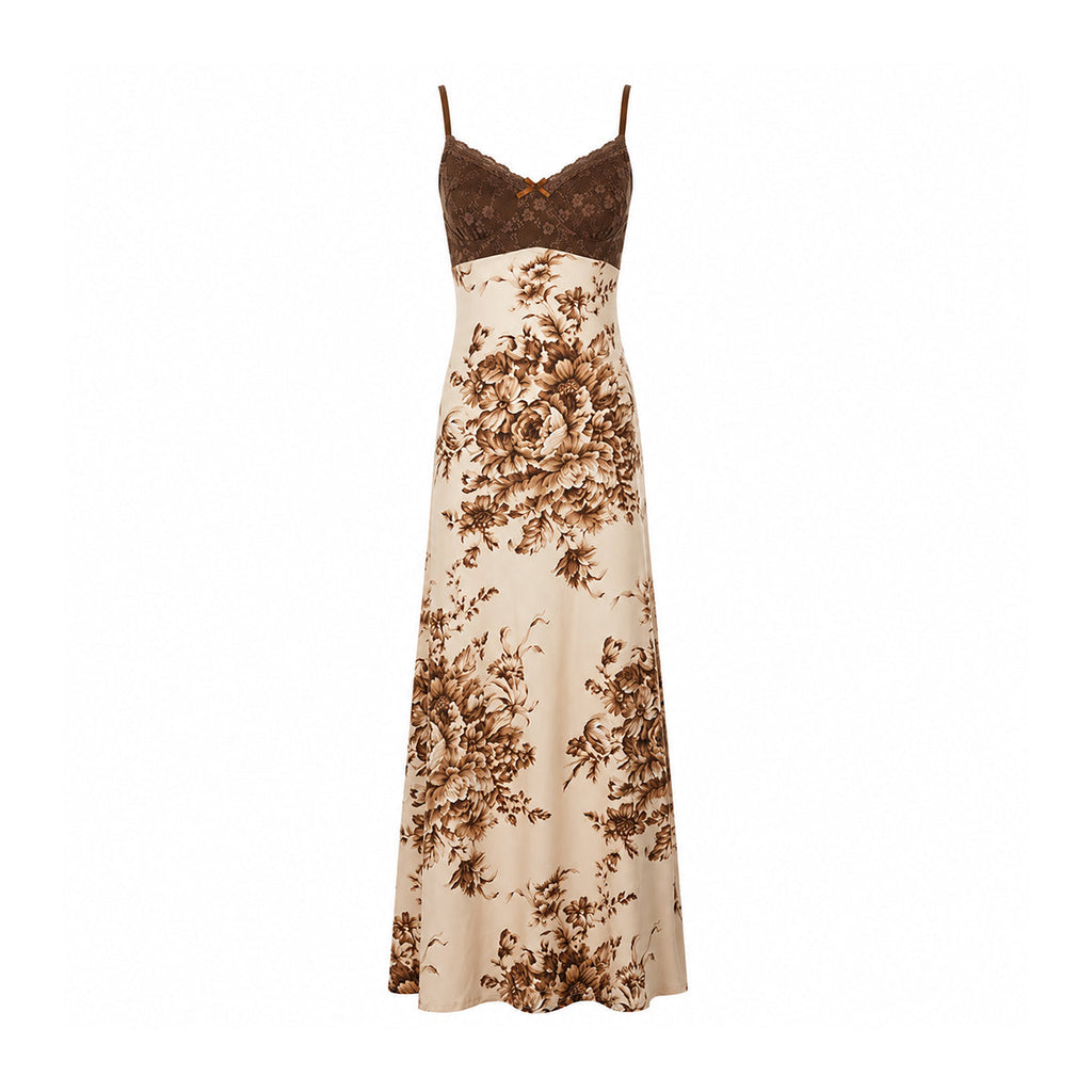 Kachiri Lace Trimmed Printed Maxi Dress