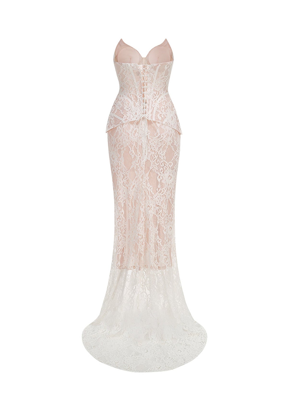 Palmer Strapless Lace Slit Mermaid Skirt Set
