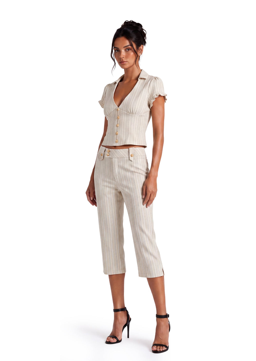 Naima Short Sleeved Top & Capri Pants Set