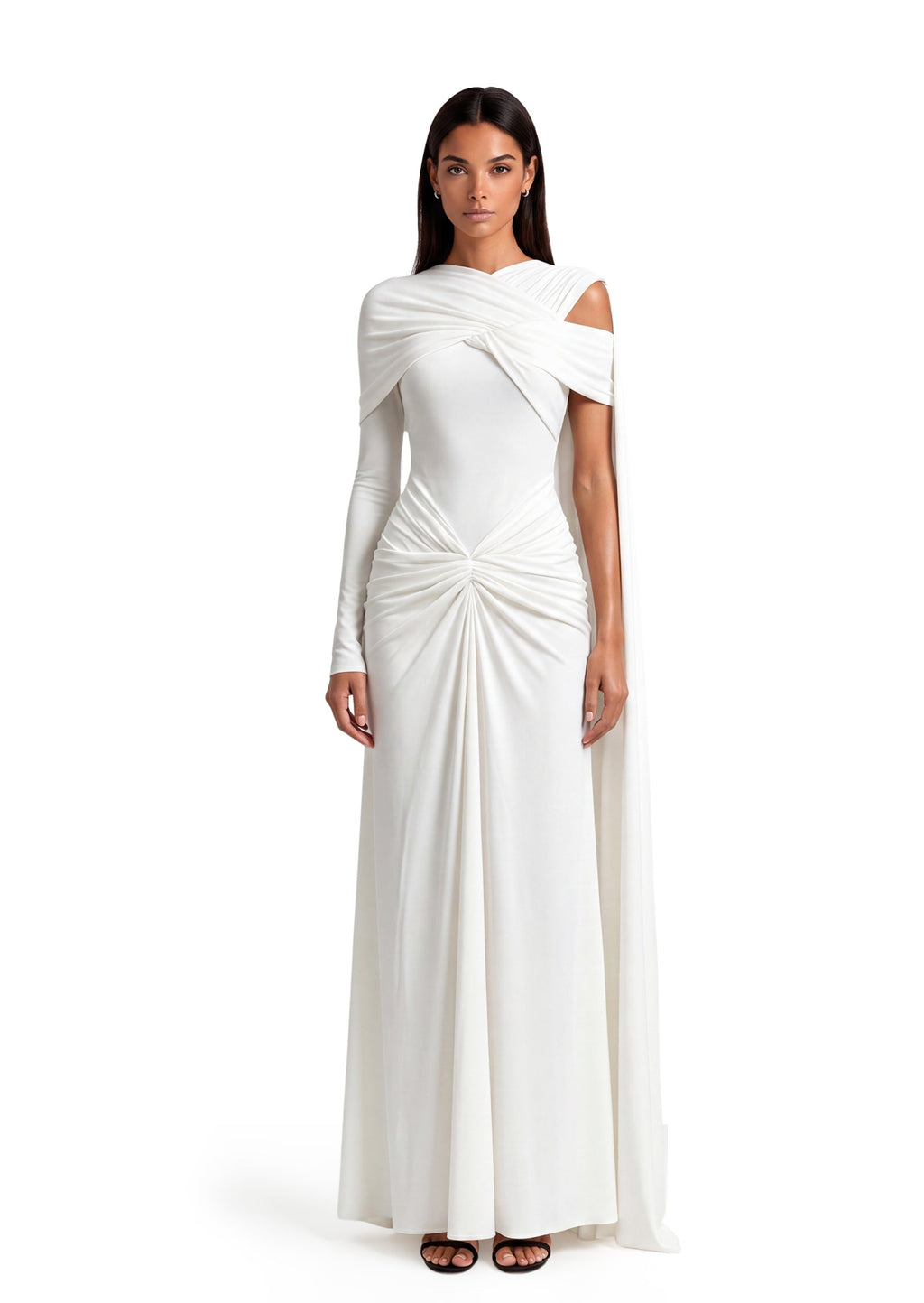 Nam Off The Shoulder Slit Maxi Dress In White