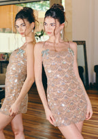 Sequin-Embellished Mini Dress