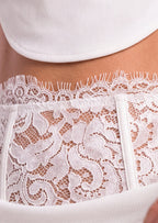Ichika Sheer Top & Mini Skirt With Lace Set In White