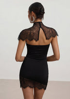 Lace Trimmed Strapless Mini Dress Set