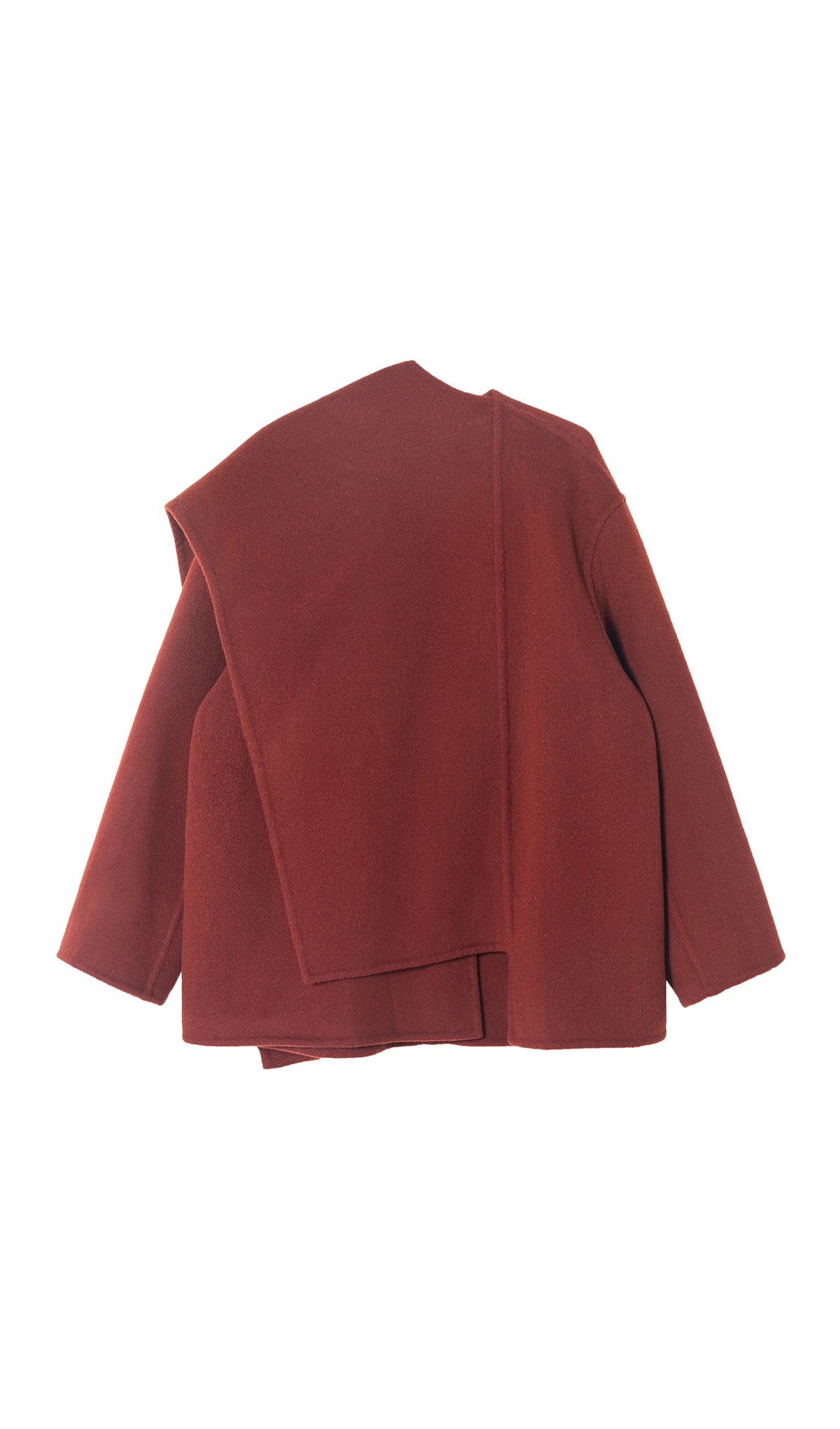 Solid Cape Style Coat-Wine Red