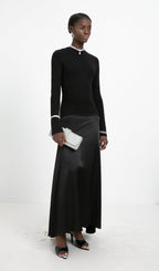 Trendy Knitted Satin Maxi Dress