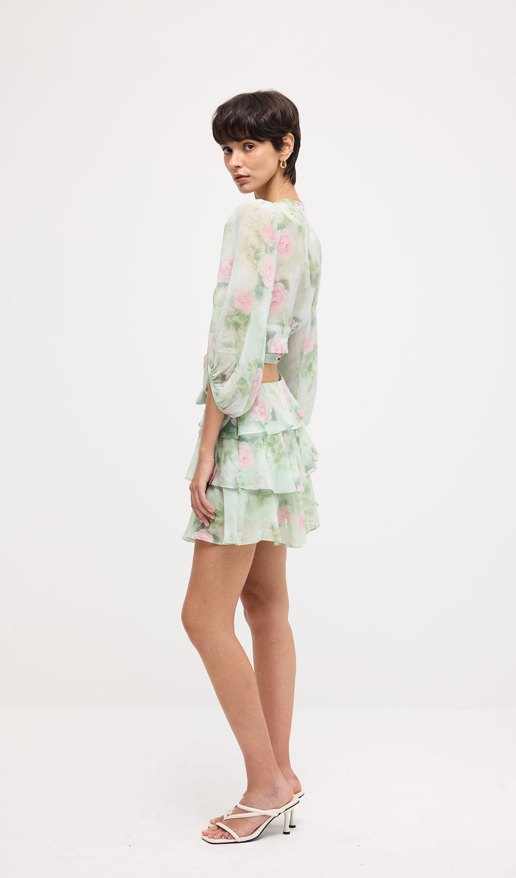 Floral Knot Cut Out Mini Dress Sets