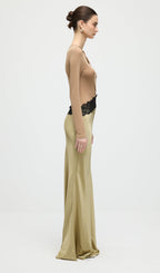 Open Twist Lace Maxi Dress In Eucalypt Black