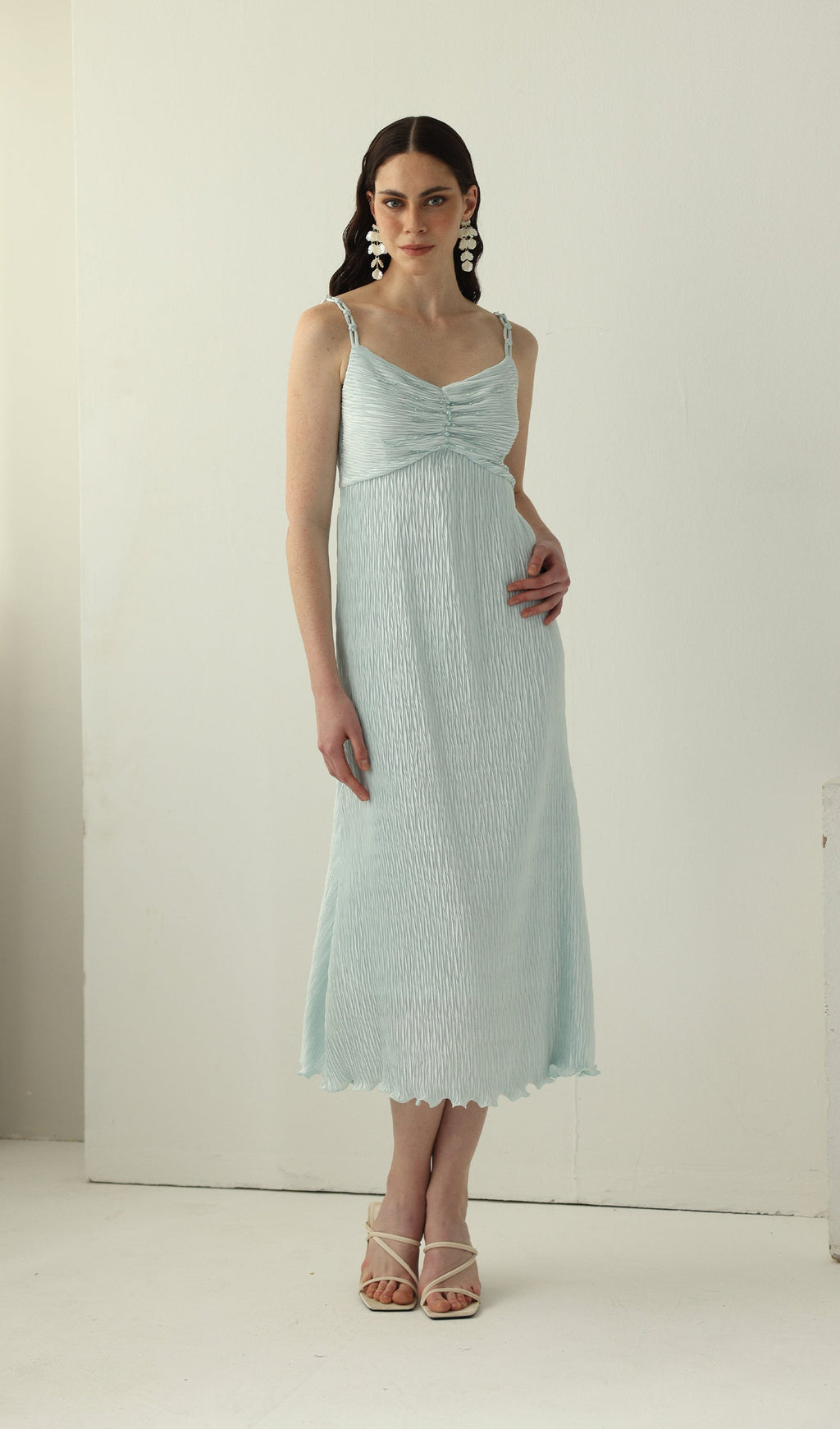 Solid Texture Slip Midi Dress