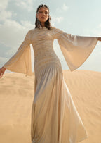 Metallic Elasticated Gathers Maxi Dress（Final Sale）