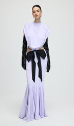 Jersey  Cut Out Detail Bow Maxi Dress In Purple