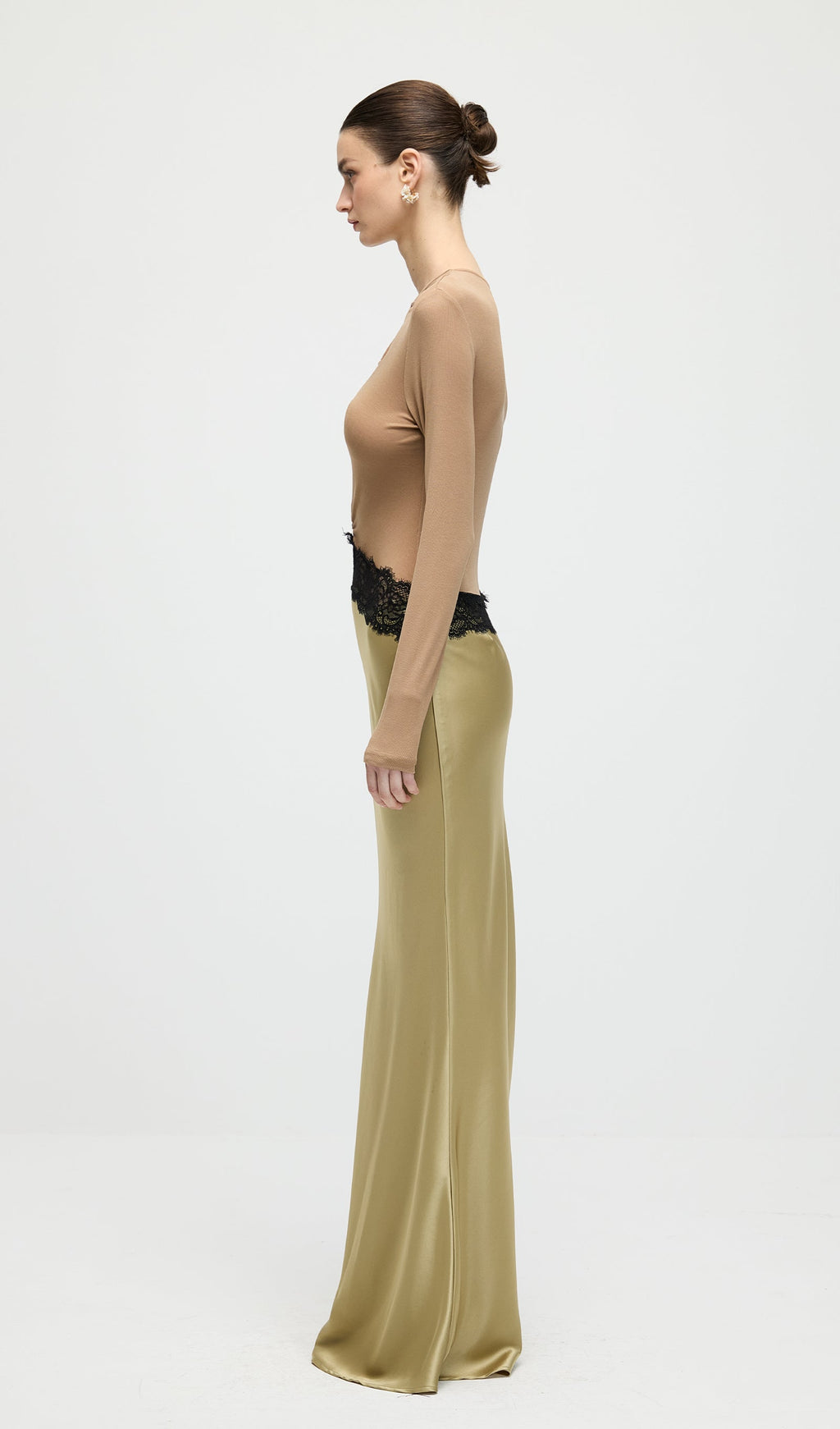 Open Twist Lace Maxi Dress In Eucalypt Black