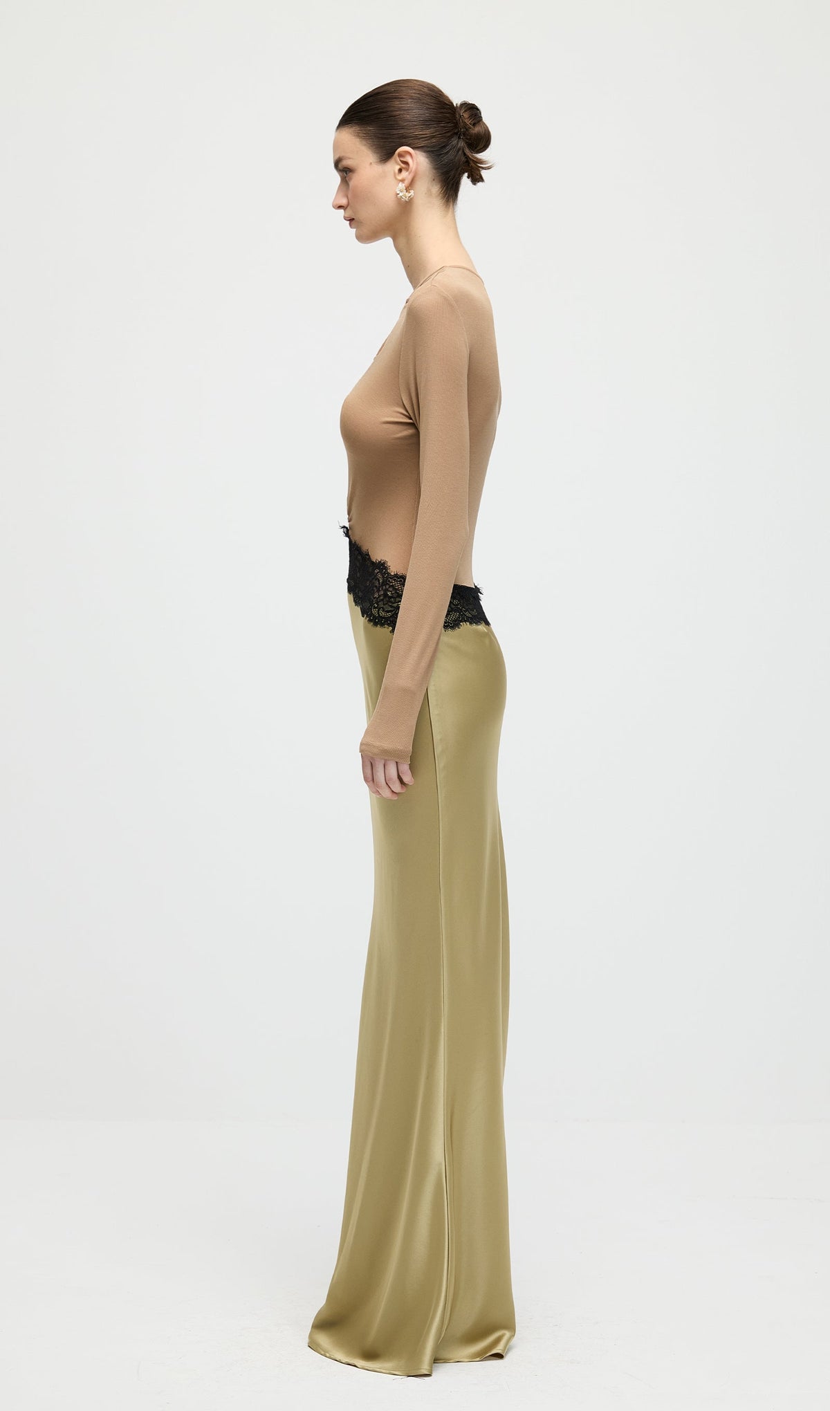 Open Twist Lace Maxi Dress In Eucalypt Black